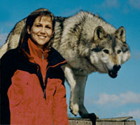 Joni with a wolf